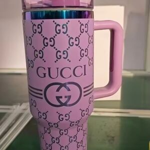 Gucci Pink Logo Insulated Travel Tumbler